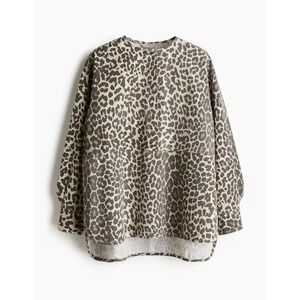 H&M Leopard Print Pullover Twill Denim Blouse 1/3 Button Down Apron Style